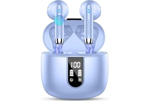 DRSAEC Cuffie Bluetooth, Auricolari Bluetooth 5.3 Cuffie Wireless in-ear con 4 ENC Mic, Cuffie Senza Fili Cancellazione Rumore, Mini Cuffiette Bluetooth IP7 Impermeabile HiFi Stereo LED Display USB-C Viola