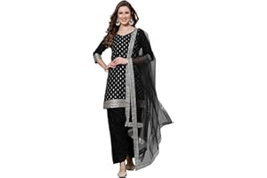 SIRIL Damen Rayon Stickerei Straight Kurta Patiyala mit Dupatta-Set