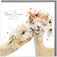 Lola Design - Wedding Day Card - Two Alpacas - Blank Card with Grey Envelope - Congratulations Card