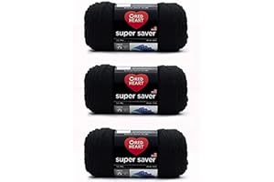 Red Heart Super Saver Pack of 3 - Black - 7oz/198g - Acrylic - 4 Medium (Worsted) - 364 Yards - Knitting, Crocheting, Crafts & Amigurumi