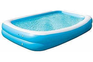 VFM E-STORE VFM - Large Paddling Pool Inflatable - 2. 6M Jumbo Family Pool, Blue, for Adults, Pool Inflatable, Swimming, for Kids