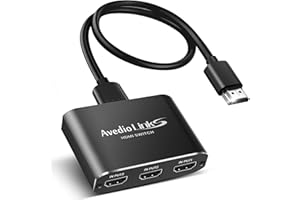Avedio Links Przełącznik HDMI 3 w 1 z Kablem 3,9 ft, Aluminum Alloy, 4K 60Hz, Dolby Atmos, Rozdzielacz do PS5, Xbox Roku, TV Fire Stick