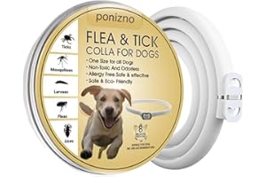 PONIZNO Antiparasitic Collar, Collare Antipulci Cane Sicuro Ed Efficace, Collari Antipulci e Zecche per Animale, Guinzagli Antizecche Per Pet Per Cani Di Tutte Le Taglie, Taglia Unica (65 cm)