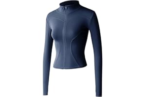 Sukany Women's Slim Fit Lightweight Athletic Full Zip Stretchy Workout Running Track Jacket with Thumb Holes