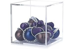 IGNPION Contenitore in acrilico per cialde di caffè, cubo, compatibile con tutte le cialde e capsule di caffè, contenitori in acrilico con coperchio (15 x 15 x 15 cm)