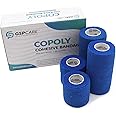 Cohesive Bandage of GSPCARE Mix Size, Super Elastic Bandages Can be Used for Vet Wrap, Sports Bandage for Human Wrist,Ankle,Knee.2 Rolls 5cmX4.5m,2 Rolls 10cmX4.5m (Blue)