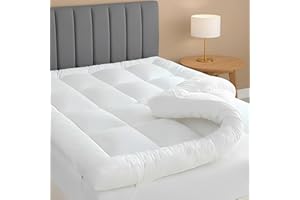 LOOMERIG Premium 4-Inch/10cm Microfiber Mattress Topper Double Bed – Soft and Fluffy Mattress Topper with Box Stitching for Enhanced Comfort (Double - 137x190cm)