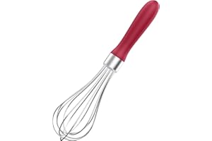 ‎U-TASTE U-Taste Trzepaczka Kuchenna: Trzepaczka do jajek ze stali nierdzewnej 18/10, 23 cm, mała, z 6 elastycznymi drutami i antypoślizgową silikonową rączką do ubijania.(Czerwony)