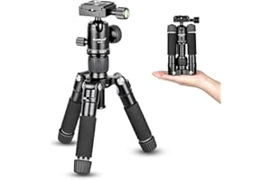 Koolehaoda Kompaktowy mini statyw biurkowy aluminiowy 51 cm z głowicą kulową 360° i torbą na lustrzankę cyfrową, kamerę wideo, przenośny mały statyw stołowy o nośności do 5 kg - czarny