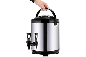 Rostfritt stål dryckesdispenser med kran – isolerad för varma och kalla drycker, kaffe, te, juice – hållbar server för cateri