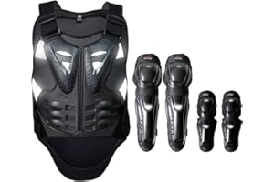 AIKELAI Protettori da Moto per Ginocchia+ Gilet Moto Uomo Estivo, Protettori da Moto per Torace, Protezione Schiena Moto, Pettorina Mtb Motocross, Armatura Moto