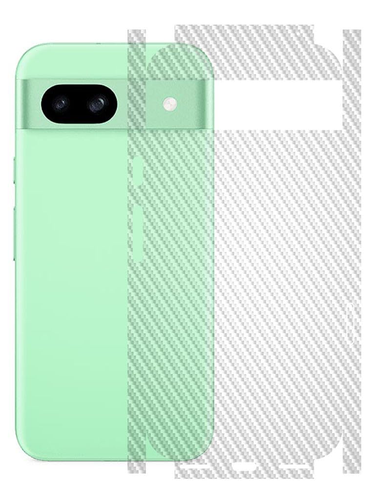 AtOdds Mobile Skin Sticker Wrap | Compatible for Google Pixel 8A (5G) | Scratchproof Matte Finish | Full Coverage for All Sides & Camera Protection (Transparent CarbonFiber)