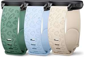 Wizvv 18mm Armband mit Leoparden-Gravur, Kompatibel mit Garmin Venu 3S/Venu 2S/Vivoactive 4S/Vivomove 3S/Forerunner 265s/255s/255s Music, Uhrenarmband Weich Ersatzarmband für Damen Herren