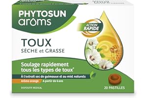 PHYTOSUN AROMS Phytosun Arôms â€“ Pastilles Toux Sèche & Grasse â€“ Naturel* â€“ Action Rapide : Soulage Tous Les Types De Toux** â€“ 20 Pastilles