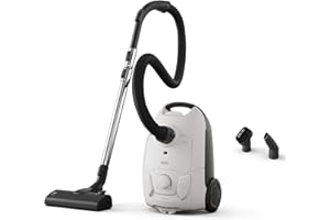 AEG AB51C1SW Aspiradora de Trineo con Bolsa, 750W de Potencia, 3,5L de Capacidad, Cable de 8,5m, 79dB de Ruido, Filtro Lavable, Cepillo Todo Suelo, Boquilla 2 en 1, Incluye 1 Bolsa, Blanco