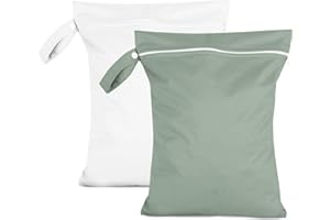 Moorle 2 Stück Nassbeutel 40 x 30 cm, Wasserdichter Wäschesack Grau & Weiß, Wiederverwendbarer Reise Nasssack mit Reißverschluss, Klein Nasstasche Schwimmen für Badeanzüge, Strandtücher, Windeln