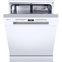 Midea SF 5.60NW14C Geschirrspüler 60cm Freistehend & Unterbaufähig, 14 MGD,Hygienepflege+, Zonenwäsche, 7 Programme, Spülmasc