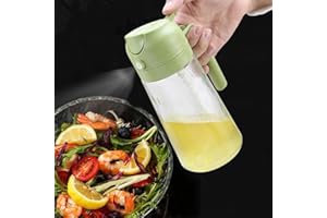 AIDNTBEO Glass Oil Spray Bottle Household Kitchen Pouring Kettle Oil Sprayer Bottle 2 In 1 Oil Vinegar Bottle Dispenser 470ml(GREEN)