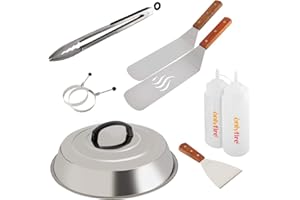 ONLY FIRE Onlyfire Utensilios Barbacoa Accesorios de 9 Piezas, Tapa para Cubrir Hamburguesas y Fundir Queso y Espátula de Plancha INOX para Parrilla Cocinar