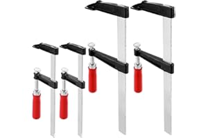 ZOFUN 4 Stück Schraubzwinge Set Schraubzwinge, Spannweite 300mm/200mm, Schraubzwingen Groß Zwingen, F-Klemmen Bar Clamp mit Rutschfestem Griff, Maultiefe 80mm/50mm aus Stahl für Holzbearbeitung