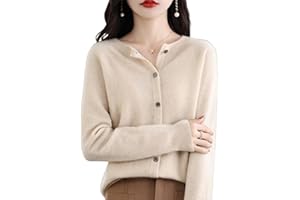 JEEEUN Women's Cashmere Cardigan Sweater, Cashmere Button Front Long Sleeve Cardigan Soft Warm Knit Elastic Jumpers