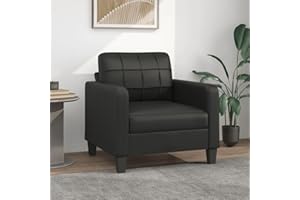Emmtore Sillón Cuero sintético Negro 60 cm