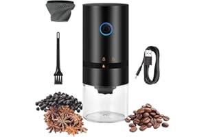 IVEOPPE Elektryczny młynek do kawy z ceramicznym mechanizmem stożkowym – ładowany przez USB, przenośny, regulowana grubość, jeden dotyk, do ziaren kawy, orzechów