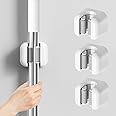 FOTINOR Mop Broom Holder 3Pcs Self Adhesive Mop Holder Organizer Wall Mounted Broom Holder For Mop and Broom,Tool Tidy Storage Fit Bathroom,Office,Kitchen,Garage, Garden
