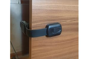 COODY Baby Safety Products, (2 Pack), Cupboard Locks for Children, Kids Safety Strap Locks for Kitchen Cupboards, Fridge, Cabinet, Drawers, Toilets, Adjustable Strap Lock with 3M Strong Adhesives (Black)