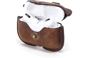 Hiram Oryginalne skórzane etui na słuchawka Crazy Horse, odporne na wstrząsy, odpowiednie do Air Pods Pro, przenośne etui z haczykiem na klucze