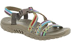 Skechers Reggae Sew Me Sandały damskie, na paskach, tkane, na koturnie