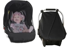 IEASEY Universal Baby Car Seat Sunshade Insect Mosquito Net 2 in 1 Car Seat Canopy with Zipper UV Sun Protection Blackout Cover Infant Baby Carrier Cover