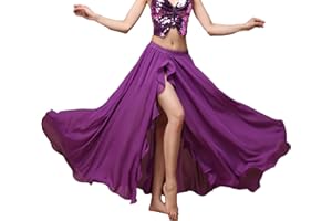 Baisdan Gonna Lunga per Danza del Ventre, in Chiffon, con Spacco, per Pratica di Danza