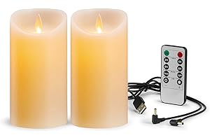 Koelaa Bougie LED, Bougies LED Rechargeables, 2 Paquets, Rechargeable Bougie LED avec USB Chargeur Cable, Bougies LED sans Flamme, Bougie Rechargeable avec Télécommande, Bougies de Noël-7.5 * 10cm