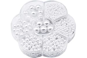 LECTNORE 1150 pezzi di perle di perle, perle di perle rotonde bianche perle d'imitazione miste perle di perle di lucentezza per gioielli fai da te che fanno decorazioni per la casa (3/4/5/6/8/10/12 mm)…