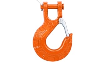 MEIJEEGU Winch Hook 3/8",Heavy Duty geschmiedeter Stahl Grade 70 Sicherheitsriegel Winch Hook Clevis Slip Hook mit Sicherheitsriegel Max 35,000 lbs für Winch Rope, ATV, UTV, Off Road Vehicle (Orange)