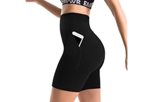 Sanpetix Gym Shorts for Women with Pockets, Black Cycling Shorts for Running Gym Yoga Biker