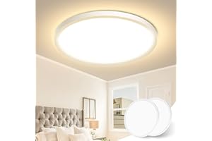 ‎ZEMTY zemty 2 Stücke LED Deckenleuchte Flach Rund Deckenlampe 24W - Warmweiß 3000K 2100LM LED Lampen deckenlampen, Wasserfest Badezimmer lampe für Schlafzimmer Wohnzimmer Küche Bad Keller Ø220*H24mm