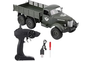 DILWE RC Car, 1/16 Model Remote Control Six-Wheel Drive Military Truck RC Toy Car (Green)