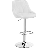 Yaheetech 1 Adjustable Height Kitchen Bar Stool with White Backrest | High Kitchen Stools Adjustable Between 86-107.5 cm, Bar
