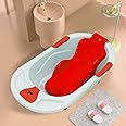 StarAndDaisy Baby Bath Tub for 0 to 3 Years/Newborn Baby Bath Tub/Infants Bathtub with Temperatures Sensior & Baby Bath Seat/Sling, Antislip Baby Bath Tub with Bath Chair (White-Red)