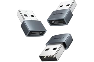 Bytewave USB A to C Adapter (3 Pack) for iPhone 16 15 Car Charger Adapter, Type C Female to USB A Male Cable Converter for Apple Watch, iPhone, AirPods, Laptops, Samsung Galaxy S25 S24 (Grey)