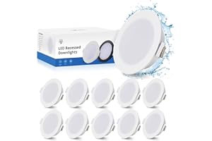 Gr4tec Faretti Led da Incasso per Cartongesso IP65, 10x 5W Faretti da Incasso Bianco Caldo 2700K, Faretto Led Incasso 35mm Ultrasottili, Luci da Incasso para Bagno Cucina, Foro 68-80mm