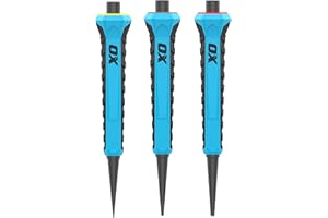 OX TOOLS OX Pro Nail Punch 3 Pack Set (0.8mm, 1.6mm, 2.4mm), Forged Hardened Steel, Non-Slip Handles, Hexagonal Anti-Roll Design for Stability, Colour-Coded Centre Punch Set