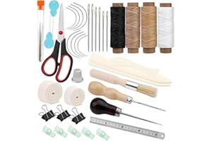 Piashow Juego de encuadernación de 41 piezas, 3 patas plegables, herramientas de encuadernación, alambre encerado, herramientas de encuadernación de encuadernación de encuadernación, punzón para