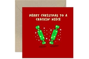 OLD ENGLISH COMPANY Old English Co. Fun Christmas Card for Niece - Crackin' Niece Christmas Greeting Card - Cute Merry Christmas Cracker Gift for Her - Colourful Festive Card for Family and Friends | Blank Inside