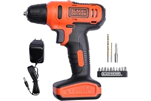 BLACK+DECKER LD12SP 12V 10mm Li-ion Cordless Variable Speed Reversible Drill Machine Driver with 10 Screwdriver & 2 Drill Machine Bits for Home & DIY Use, 1 Year Warranty, ORANGE & BLACK