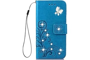 JOMA-E Shop Huawei Honor 9 Case,Honor 9 Cases,Fashion Handmade 3D Bling Diamond PU Leather Stand Flip Case Cover With Card Holder Folio Wallet Case for Huawei Honor 9 (Huawei Honor 9, Blue)
