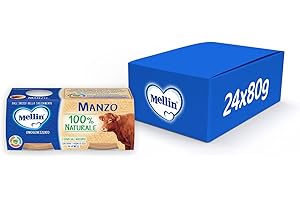 Mellin Omogeneizzato Di Manzo, Naturale, 80 g, Confezione da 24