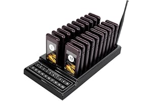 Retekess T111 Trådlös Restaurangpersonsökare, 20 Personsökare | för Restaurangklinik, Snackbar, Café, Håll dig, 3 Påminnelselägen, Utomhusavstånd 500M
